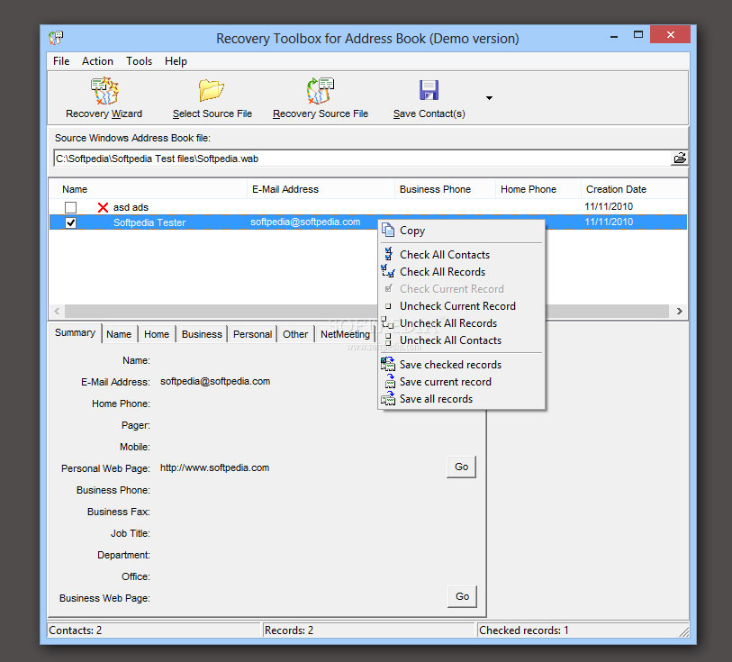 recover wab file