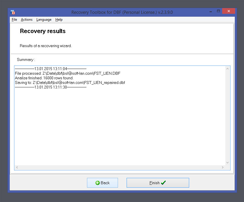 reversible dbf recovery results