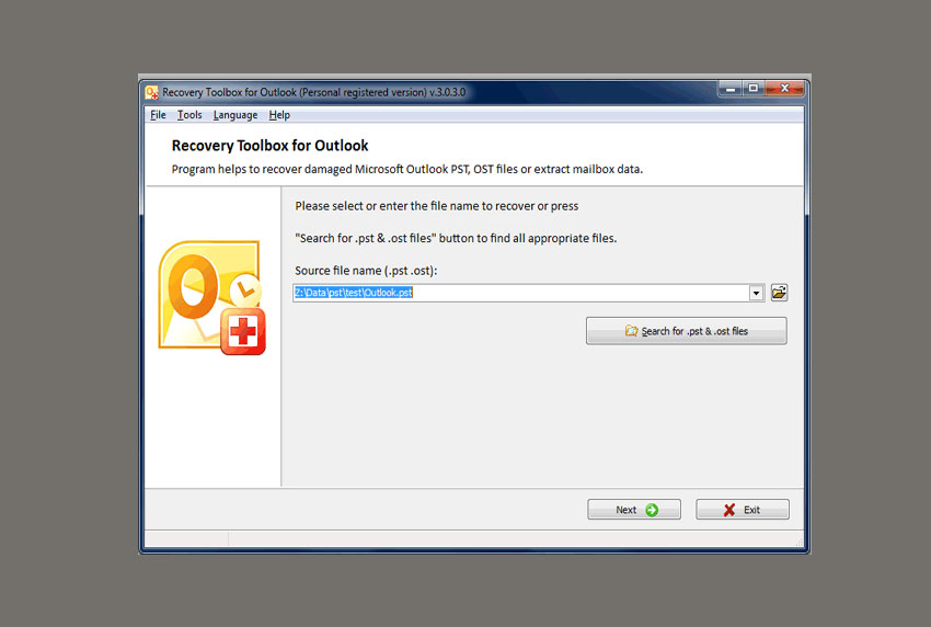 reset pst files passwords